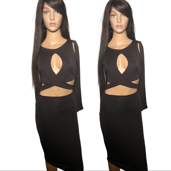 iKrush Fern Cut-Out Bodycon Dress in Black ❌(SOLD)❌ - Picture 7 of 7